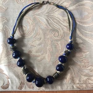 Navy blue bead necklace